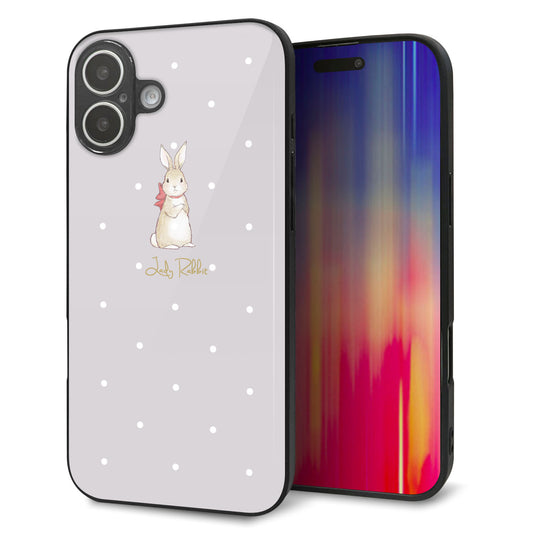 iPhone16 Plus 強化ガラス＆TPUスマホケース ガラプリ【SC968 Lady Rabbit グレージュ ガラプリhp】