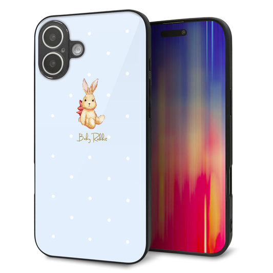 iPhone16 Plus 強化ガラス＆TPUスマホケース ガラプリ【SC980 Baby Rabbit ブルー ガラプリ】