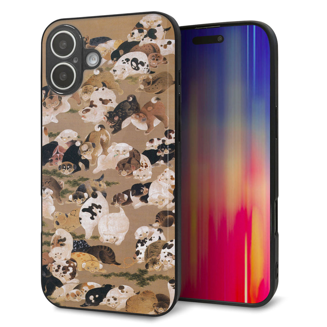 iPhone16 Plus 強化ガラス＆TPUスマホケース ガラプリ【TA008 百犬】