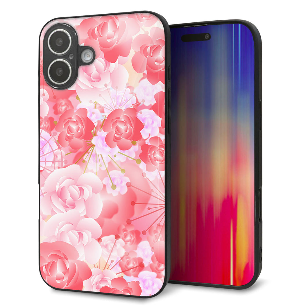 iPhone16 Plus 強化ガラス＆TPUスマホケース ガラプリ【VA817 はんなり色の華】