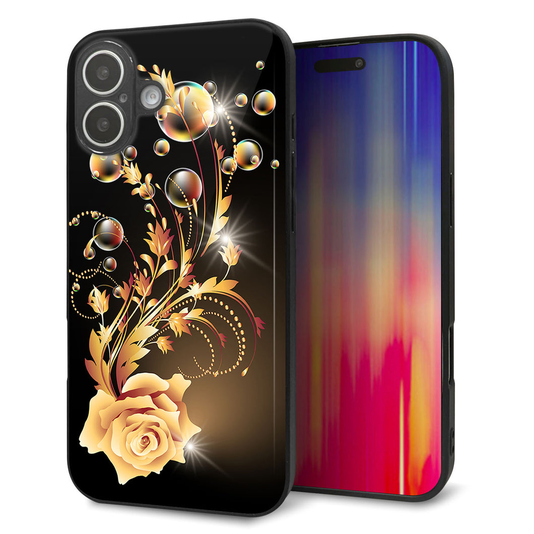 iPhone16 Plus 強化ガラス＆TPUスマホケース ガラプリ【VA823 気高きバラ】