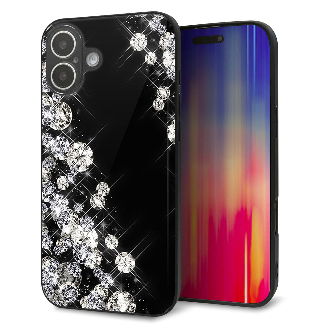 iPhone16 Plus 強化ガラス＆TPUスマホケース ガラプリ【VA871 ダイヤモンドフレーム】