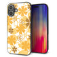 iPhone16 Plus 強化ガラス＆TPUスマホケース ガラプリ【VA959 重なり合う花 オレンジ】