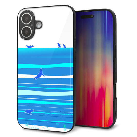 iPhone16 Plus 強化ガラス＆TPUスマホケース ガラプリ【YB920 ペンギン01】