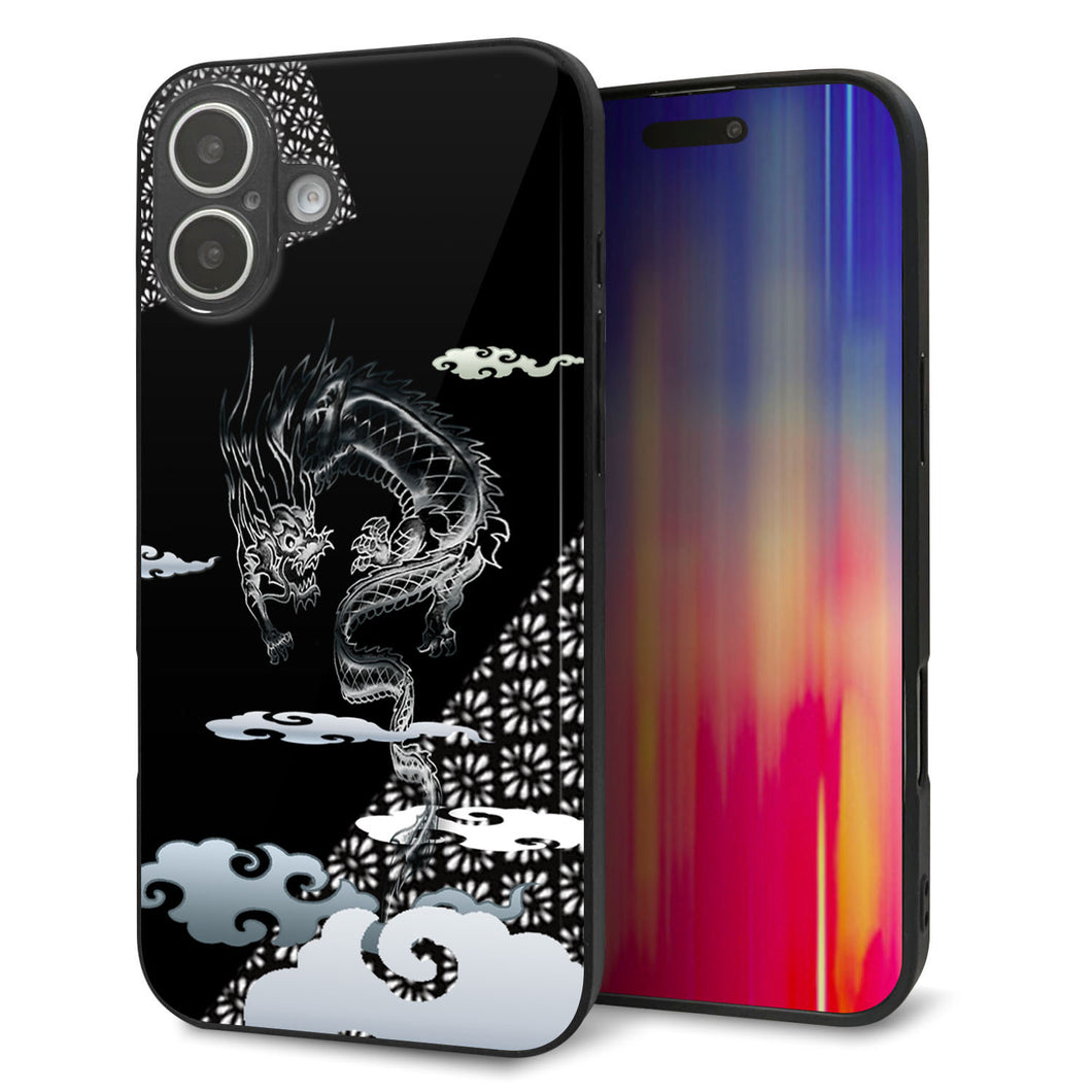iPhone16 Plus 強化ガラス＆TPUスマホケース ガラプリ【YC906 雲竜01】