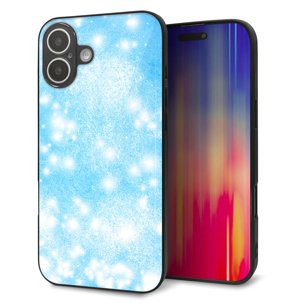 iPhone16 Plus 強化ガラス＆TPUスマホケース ガラプリ【YJ289 デザインブルー】