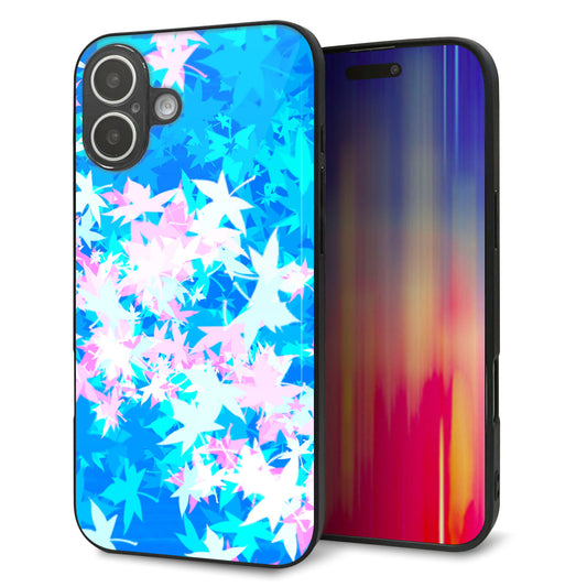 iPhone16 Plus 強化ガラス＆TPUスマホケース ガラプリ【YJ290 デザインもみじ】