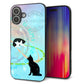 iPhone16 Plus 強化ガラス＆TPUスマホケース ガラプリ【YJ329 魔法陣猫 キラキラ パステル】