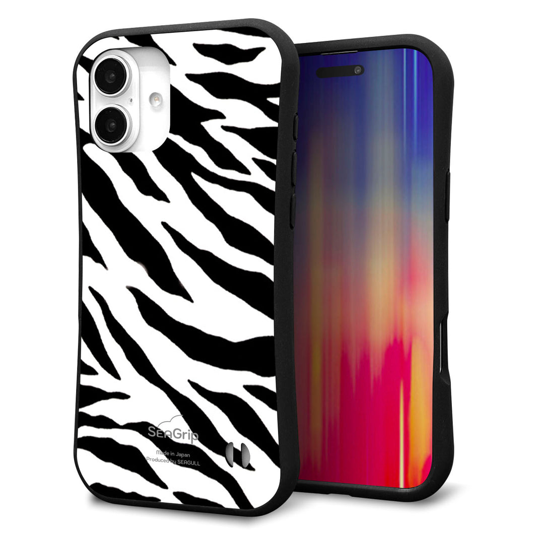 iPhone16 Plus スマホケース 「SEA Grip」 グリップケース Sライン 【054 ゼブラ】 UV印刷