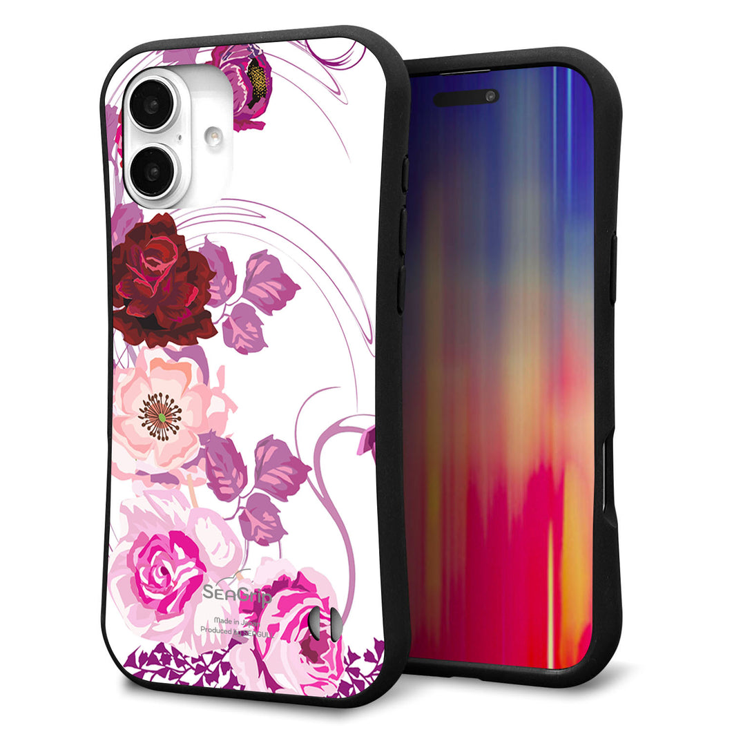 iPhone16 Plus スマホケース 「SEA Grip」 グリップケース Sライン 【116 ６月のバラ】 UV印刷