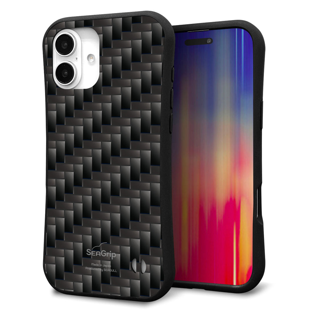iPhone16 Plus スマホケース 「SEA Grip」 グリップケース Sライン 【461 カーボン】 UV印刷