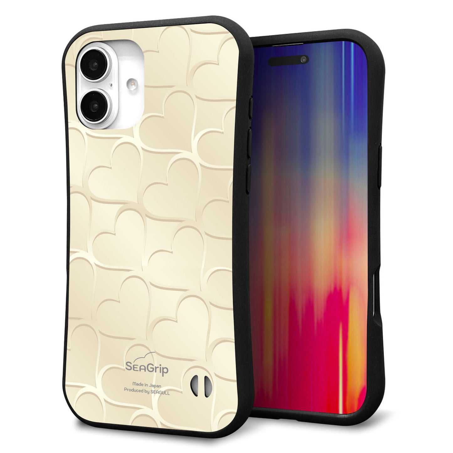 iPhone16 Plus スマホケース 「SEA Grip」 グリップケース Sライン 【630 かくれハート】 UV印刷