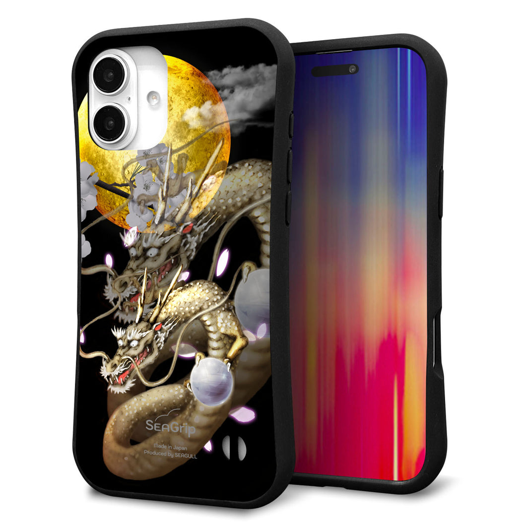 iPhone16 Plus スマホケース 「SEA Grip」 グリップケース Sライン 【1003 月と龍】 UV印刷