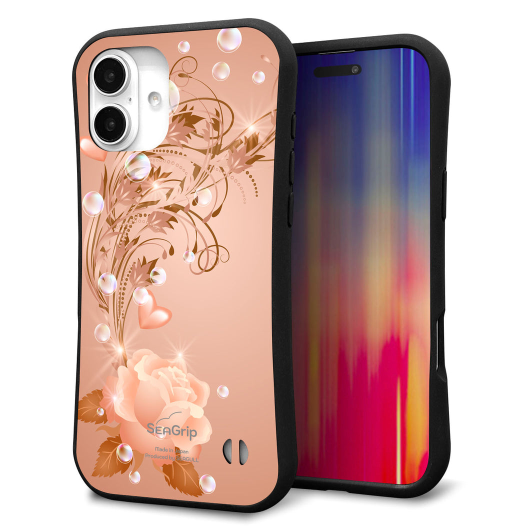 iPhone16 Plus スマホケース 「SEA Grip」 グリップケース Sライン 【1178 ラブリーローズ】 UV印刷