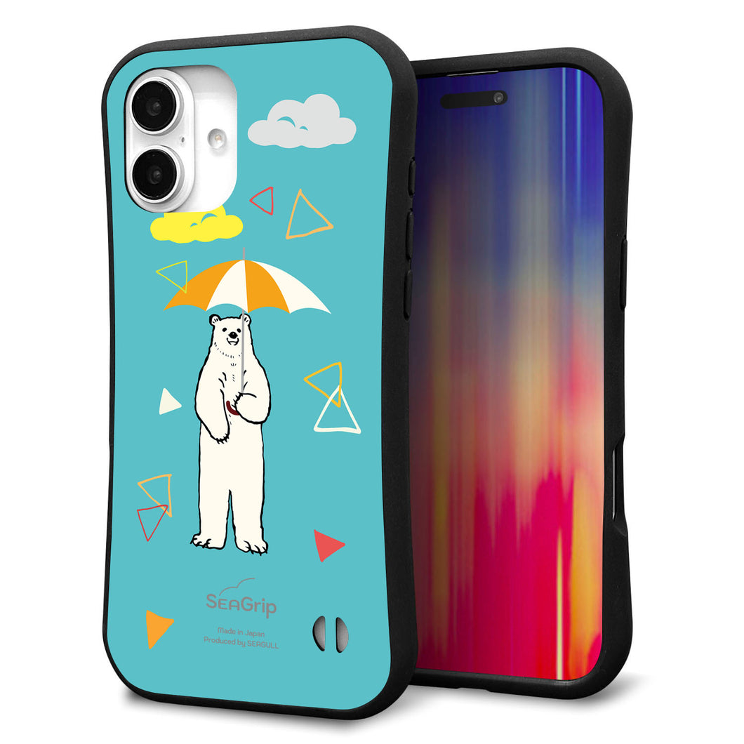 iPhone16 Plus スマホケース 「SEA Grip」 グリップケース Sライン 【FD831 アニマルサマー シロクマ】 UV印刷