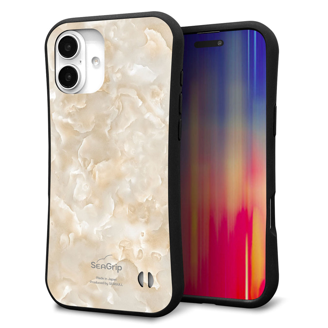 iPhone16 Plus スマホケース 「SEA Grip」 グリップケース Sライン 【KM872 大理石パール】 UV印刷