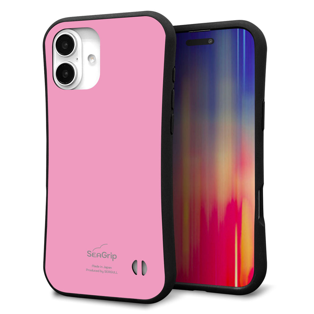 iPhone16 Plus スマホケース 「SEA Grip」 グリップケース Sライン 【KM899 パステルカラー(パステルピンク)】 UV印刷