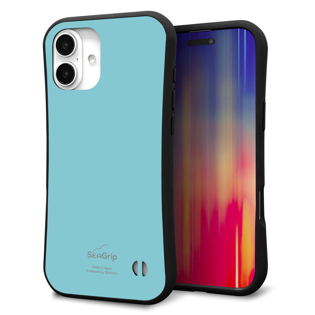 iPhone16 Plus スマホケース 「SEA Grip」 グリップケース Sライン 【KM905 ポップカラー(エメラルドブルー)】 UV印刷