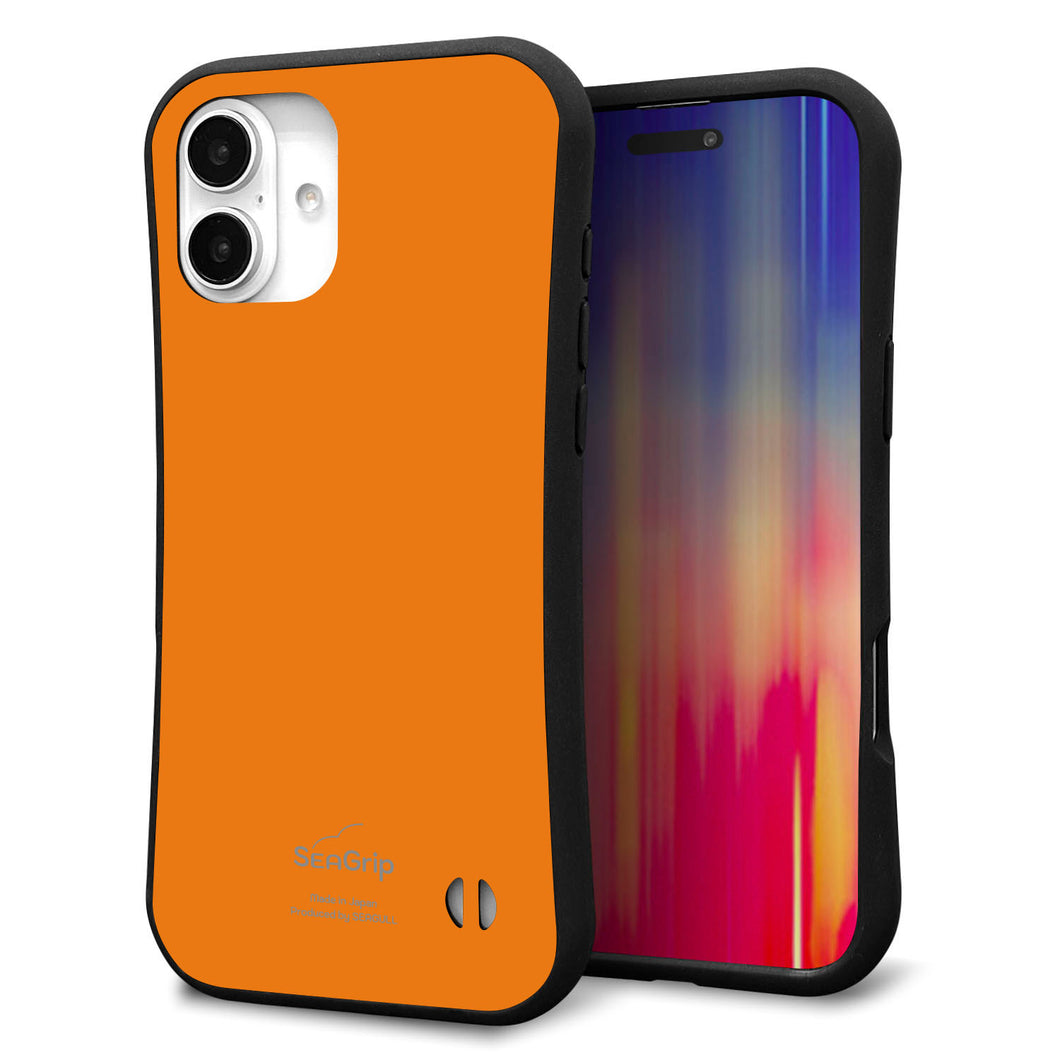 iPhone16 Plus スマホケース 「SEA Grip」 グリップケース Sライン 【KM906 ポップカラー(オレンジ)】 UV印刷