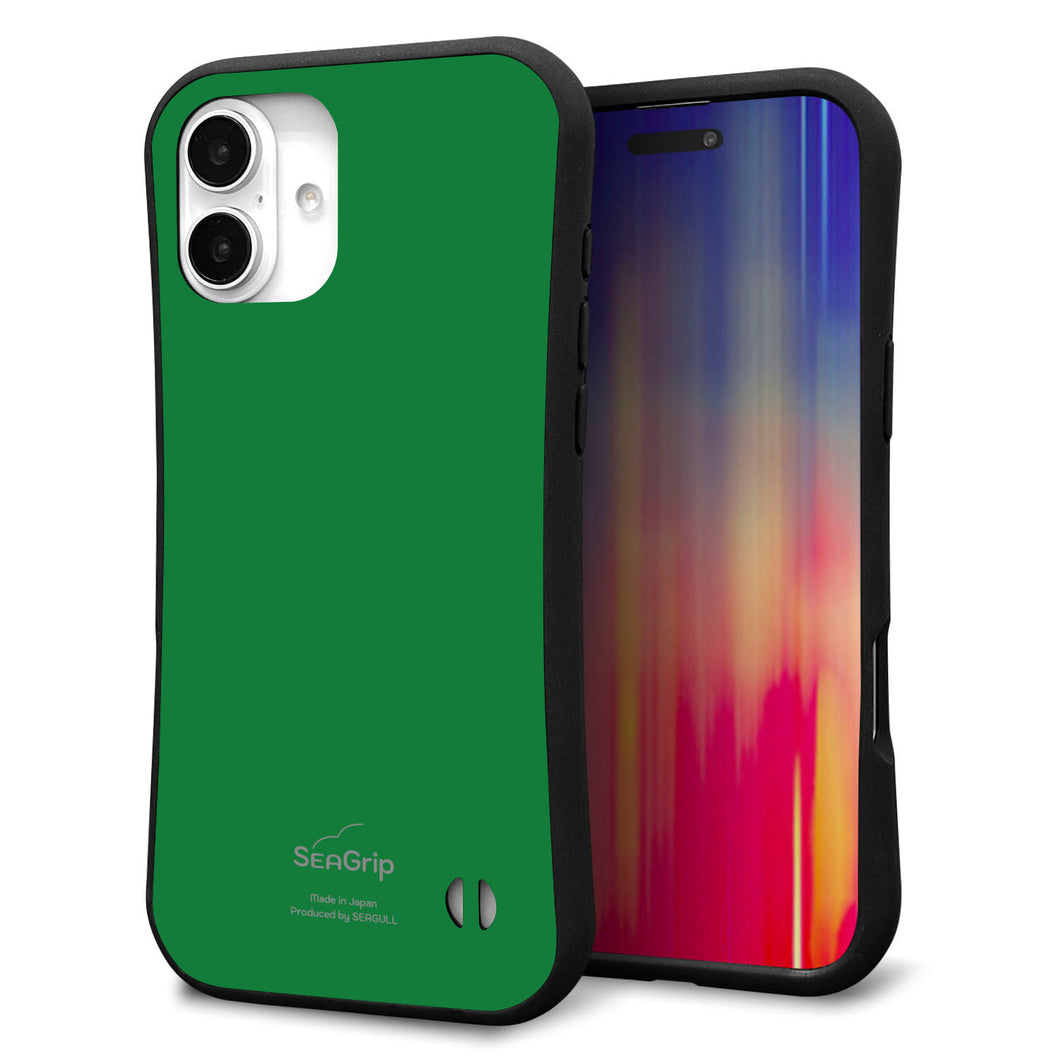 iPhone16 Plus スマホケース 「SEA Grip」 グリップケース Sライン 【KM907 ポップカラー(グリーン)】 UV印刷