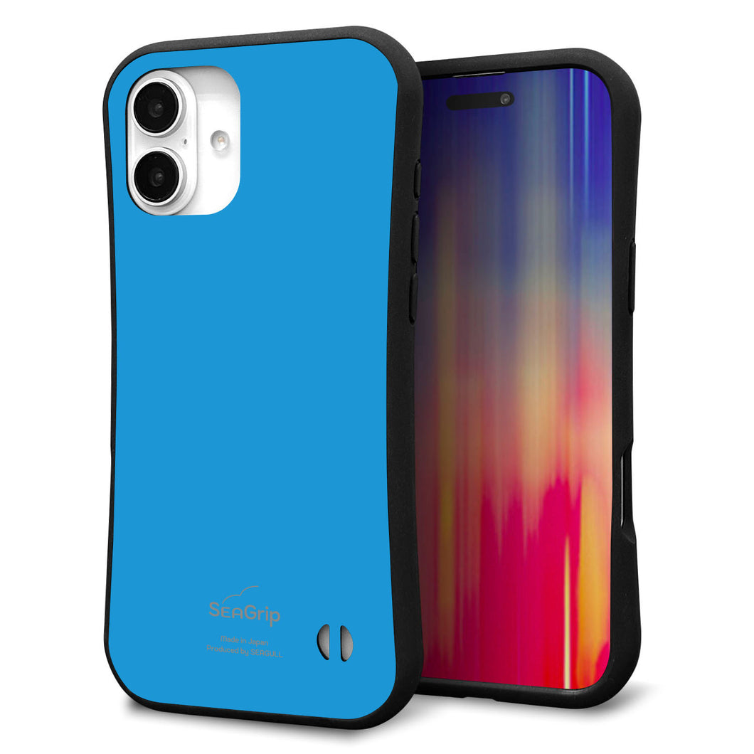 iPhone16 Plus スマホケース 「SEA Grip」 グリップケース Sライン 【KM908 ポップカラー(スカイブルー)】 UV印刷
