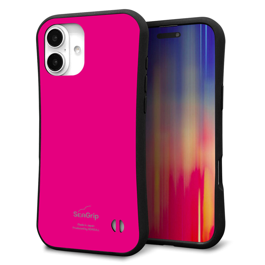 iPhone16 Plus スマホケース 「SEA Grip」 グリップケース Sライン 【KM910 ポップカラー(ピンク)】 UV印刷