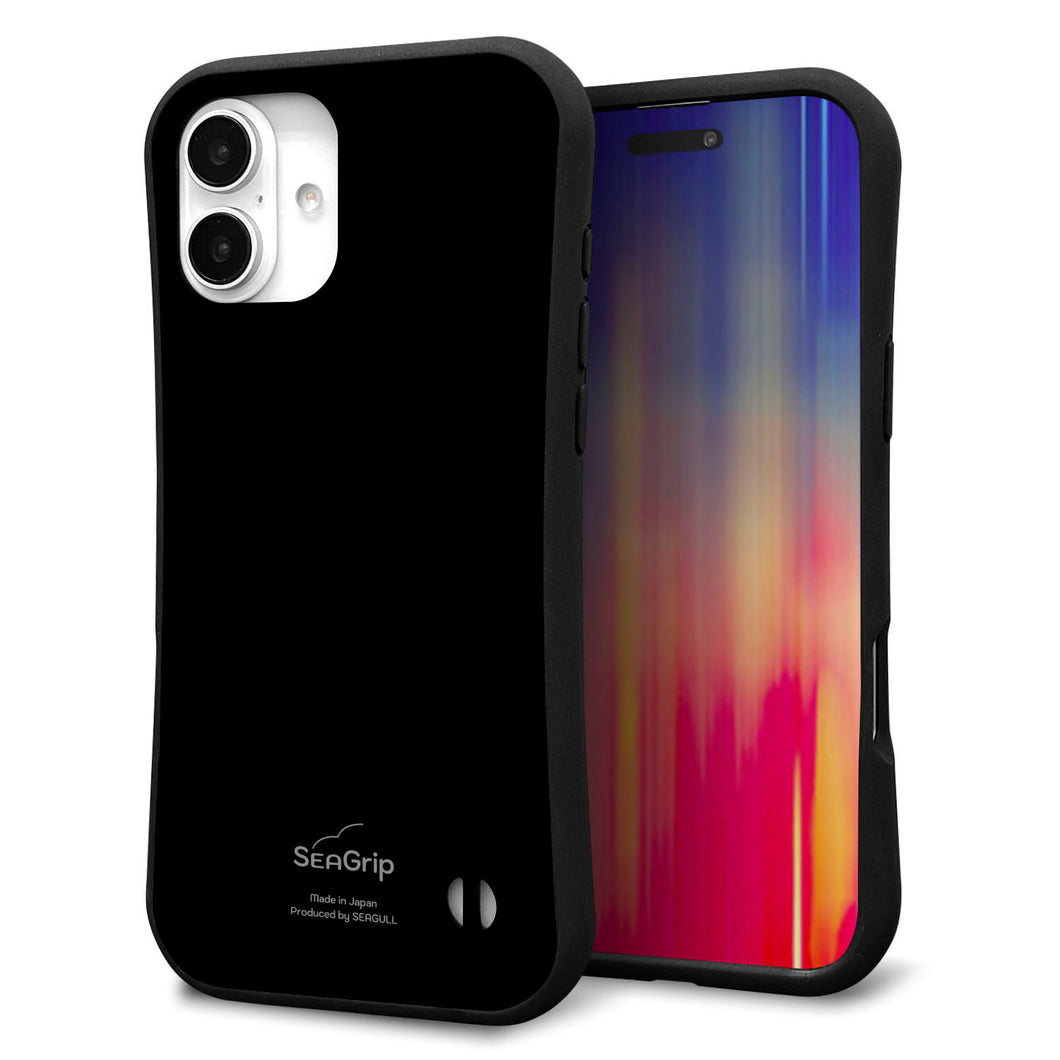 iPhone16 Plus スマホケース 「SEA Grip」 グリップケース Sライン 【KM911 ポップカラー(ブラック)】 UV印刷