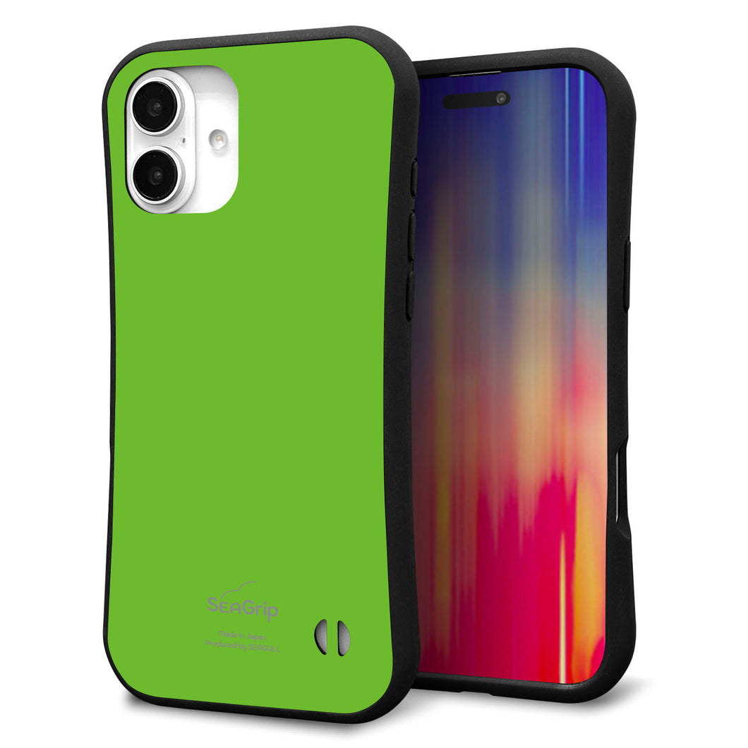 iPhone16 Plus スマホケース 「SEA Grip」 グリップケース Sライン 【KM914 ポップカラー(ライム)】 UV印刷