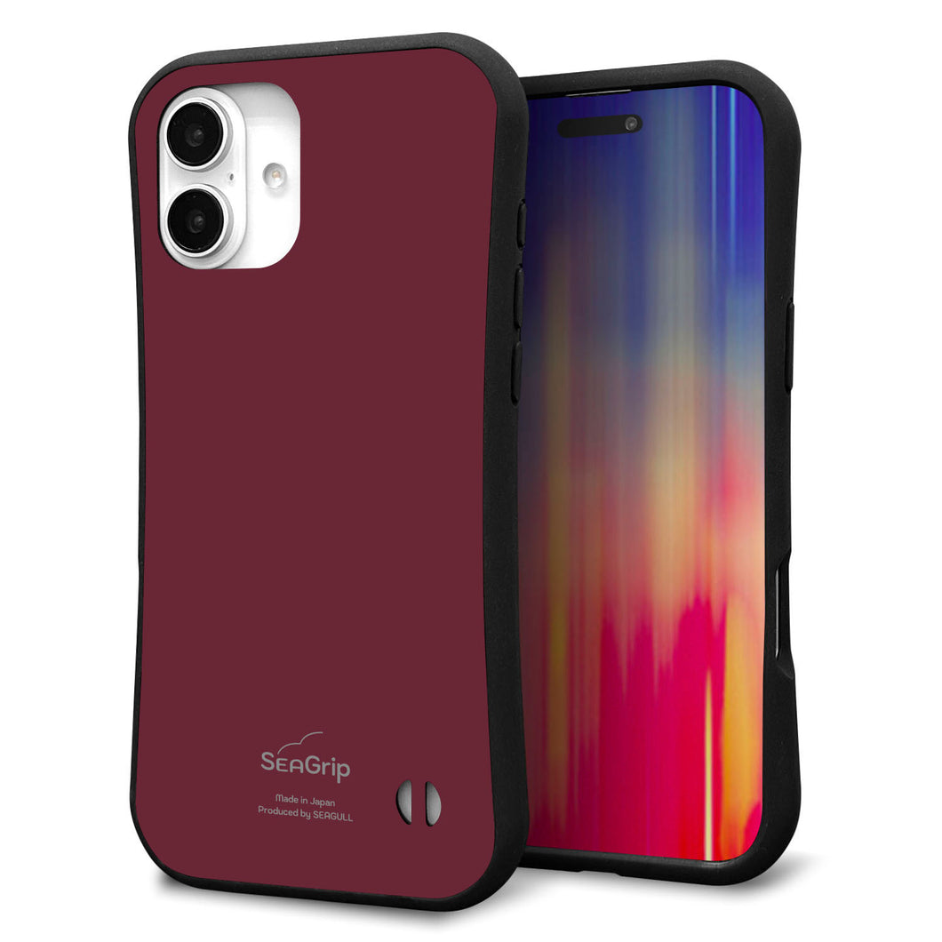 iPhone16 Plus スマホケース 「SEA Grip」 グリップケース Sライン 【KM919 レトロカラー(バーガンディー)】 UV印刷