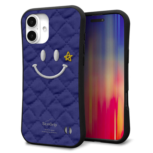 iPhone16 Plus スマホケース 「SEA Grip」 グリップケース Sライン 【KM935 スマイル スター ブルー 】 UV印刷