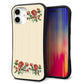 iPhone16 Plus スマホケース 「SEA Grip」 グリップケース Sライン 【KM941 花刺繍風 レッドフラワー オフホワイト 】 UV印刷