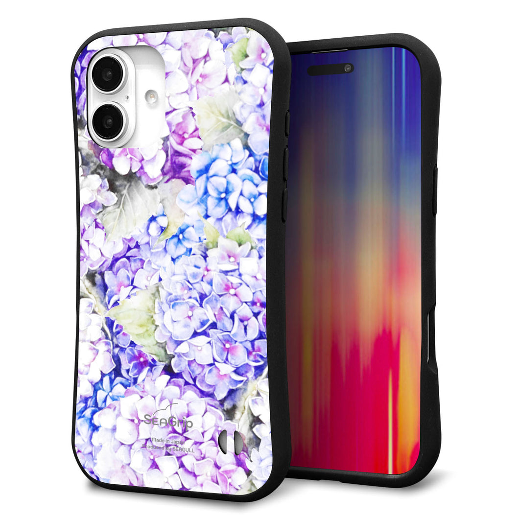 iPhone16 Plus スマホケース 「SEA Grip」 グリップケース Sライン 【MA871 紫陽花】 UV印刷