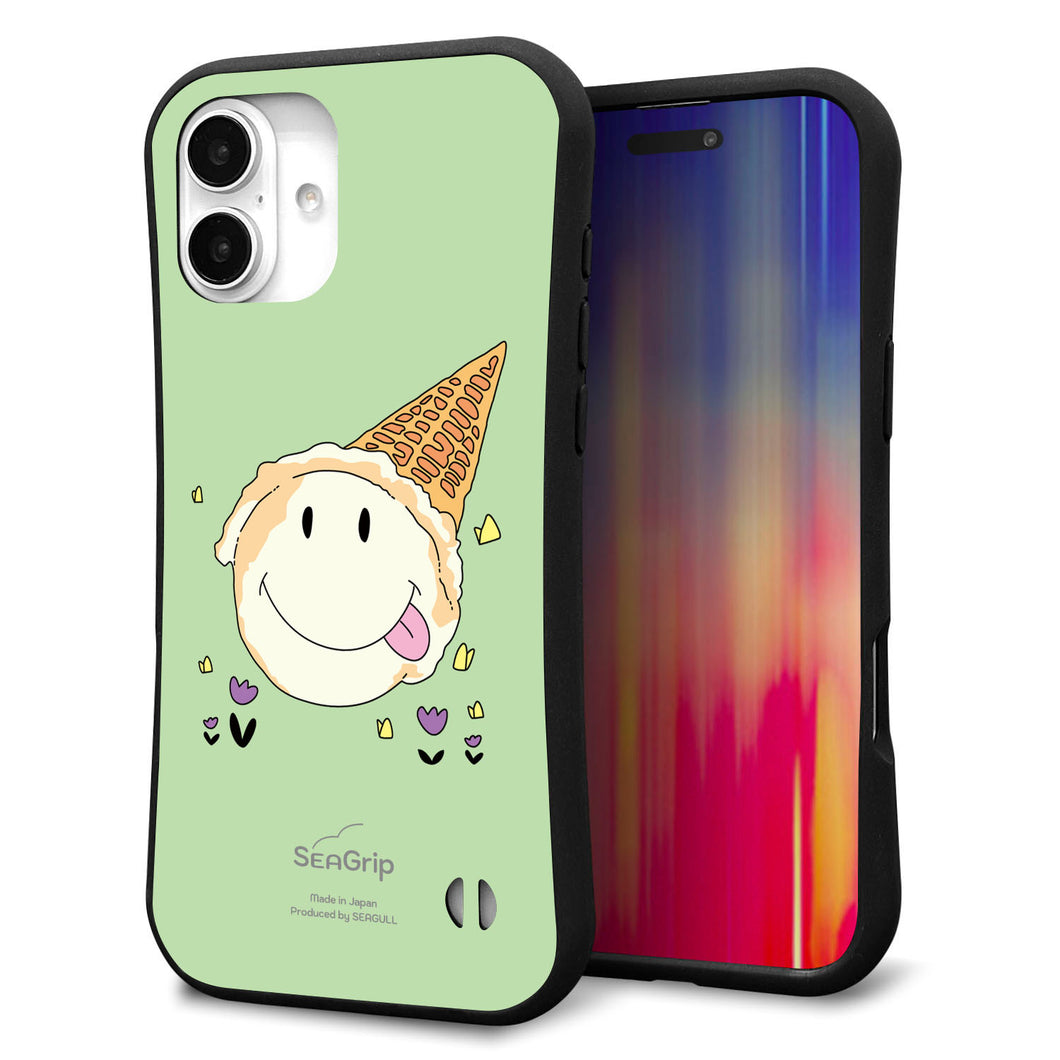 iPhone16 Plus スマホケース 「SEA Grip」 グリップケース Sライン 【MA902 アイスクリーム】 UV印刷