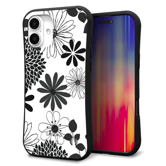 iPhone16 Plus スマホケース 「SEA Grip」 グリップケース Sライン 【SC912 花柄モノトーン 01】 UV印刷