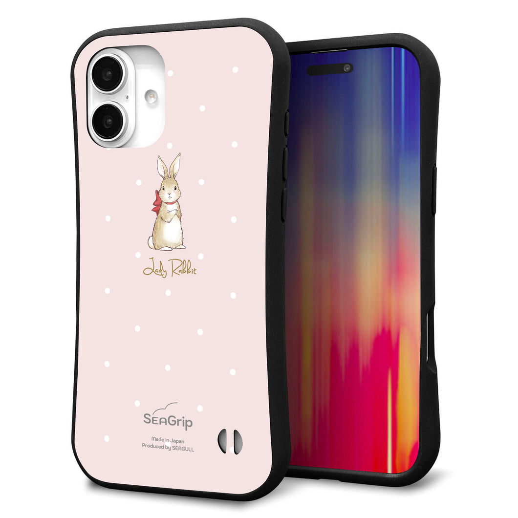 iPhone16 Plus スマホケース 「SEA Grip」 グリップケース Sライン 【SC966 Lady Rabbit ベージュピンクhp】 UV印刷
