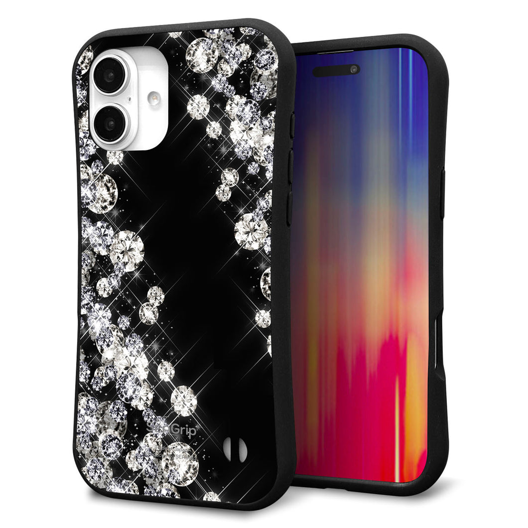 iPhone16 Plus スマホケース 「SEA Grip」 グリップケース Sライン 【YA887 ストライプネコ01】 UV印刷