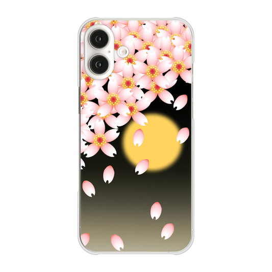 iPhone16 Plus 高画質仕上げ 背面印刷 ハードケース 【136 満月と夜桜】
