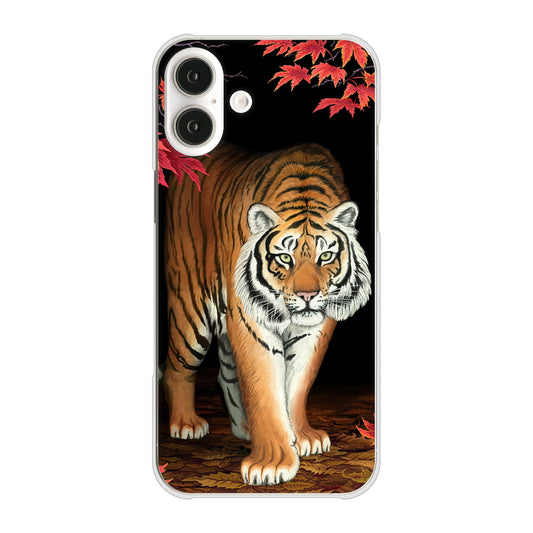 iPhone16 Plus 高画質仕上げ 背面印刷 ハードケース 【177 もみじと虎】