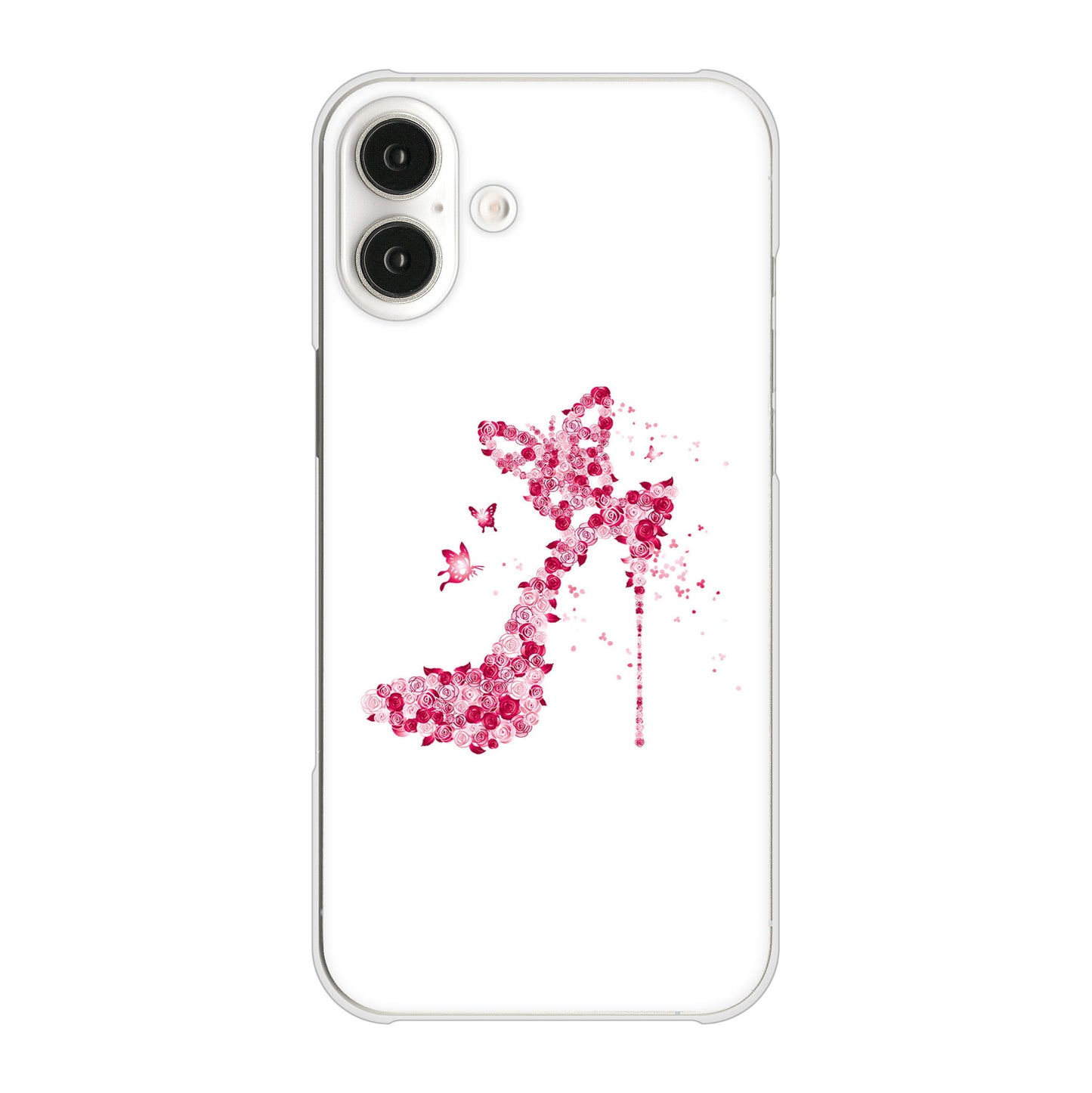 iPhone16 Plus 高画質仕上げ 背面印刷 ハードケース 【387 薔薇のハイヒール】