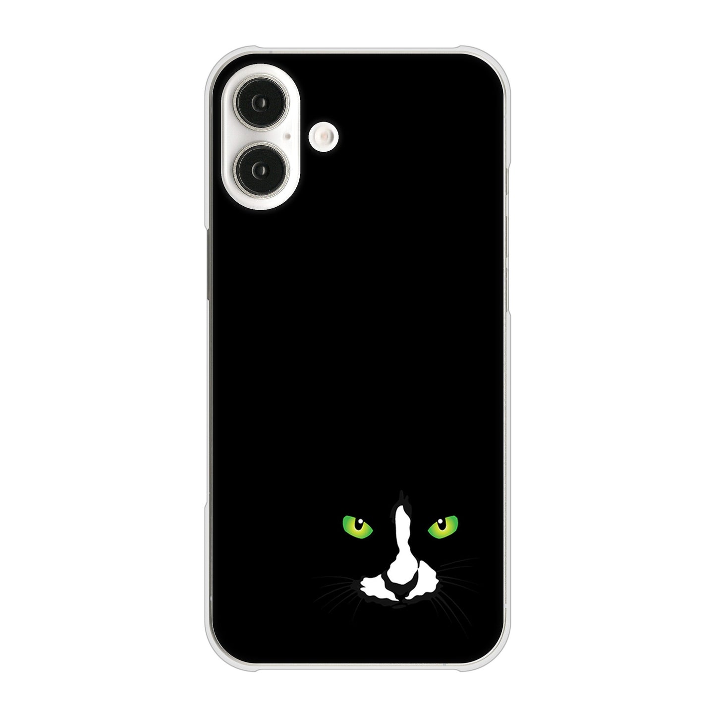 iPhone16 Plus 高画質仕上げ 背面印刷 ハードケース 【398 黒ネコ】