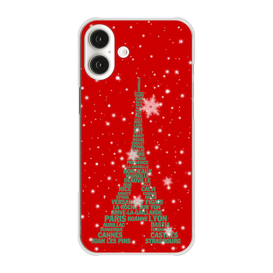 iPhone16 Plus 高画質仕上げ 背面印刷 ハードケース 【527 エッフェル塔red-gr】