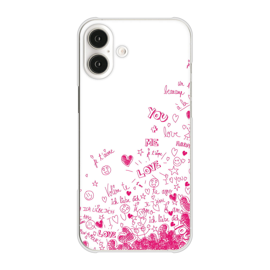 iPhone16 Plus 高画質仕上げ 背面印刷 ハードケースプリティハート