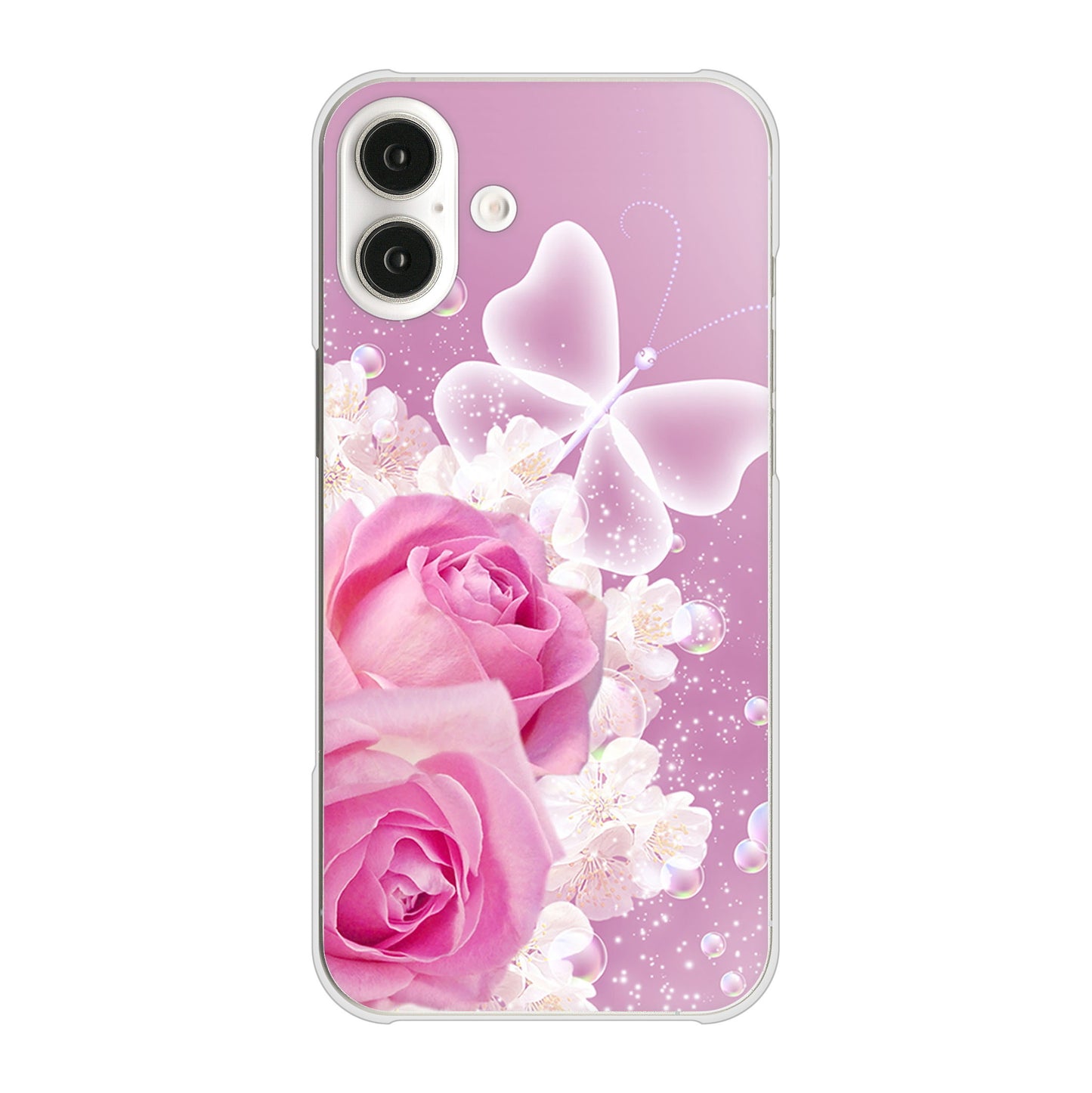 iPhone16 Plus 高画質仕上げ 背面印刷 ハードケースロマンチックなバラ