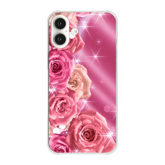 iPhone16 Plus 高画質仕上げ 背面印刷 ハードケース 【1182 ピンクの薔薇に誘われて】