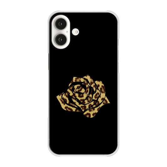 iPhone16 Plus 高画質仕上げ 背面印刷 ハードケース 【1184 ヒョウのバラ（茶）】