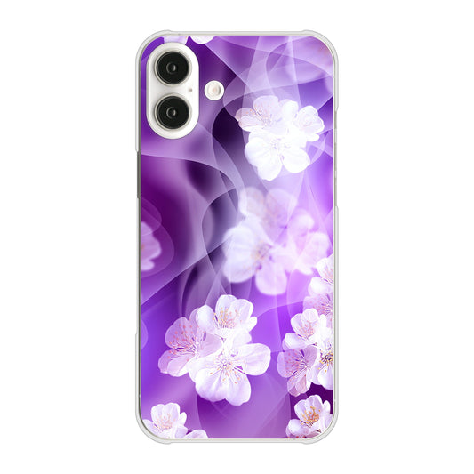 iPhone16 Plus 高画質仕上げ 背面印刷 ハードケース 【1211 桜とパープルの風】