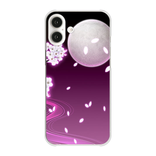 iPhone16 Plus 高画質仕上げ 背面印刷 ハードケース 【1223 紫に染まる月と桜】