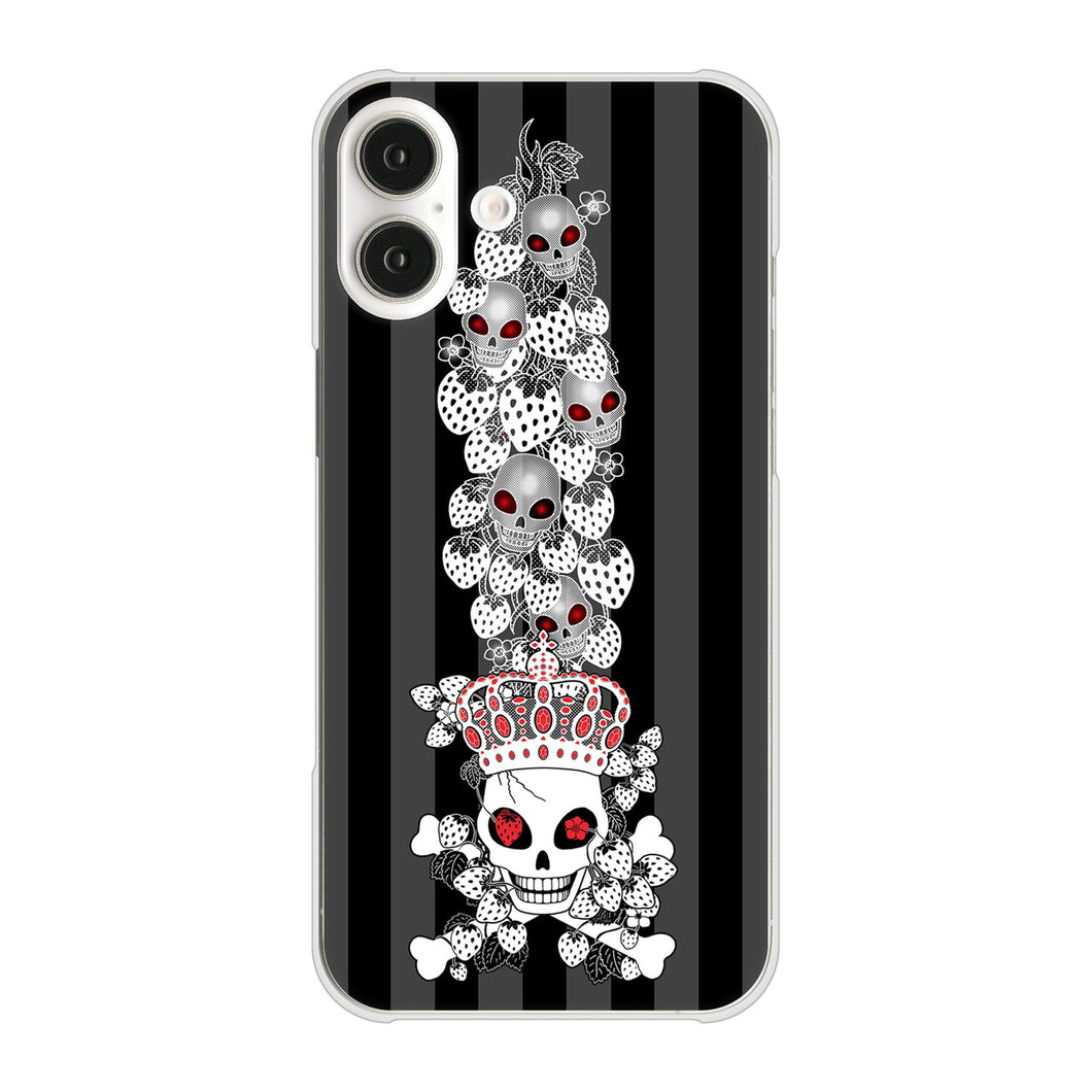 iPhone16 Plus 高画質仕上げ 背面印刷 ハードケースむかいあぐる 苺骸骨王冠蔦