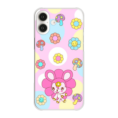 iPhone16 Plus 高画質仕上げ 背面印刷 ハードケースむかいあぐる フラワーうさぎのフラッピョン