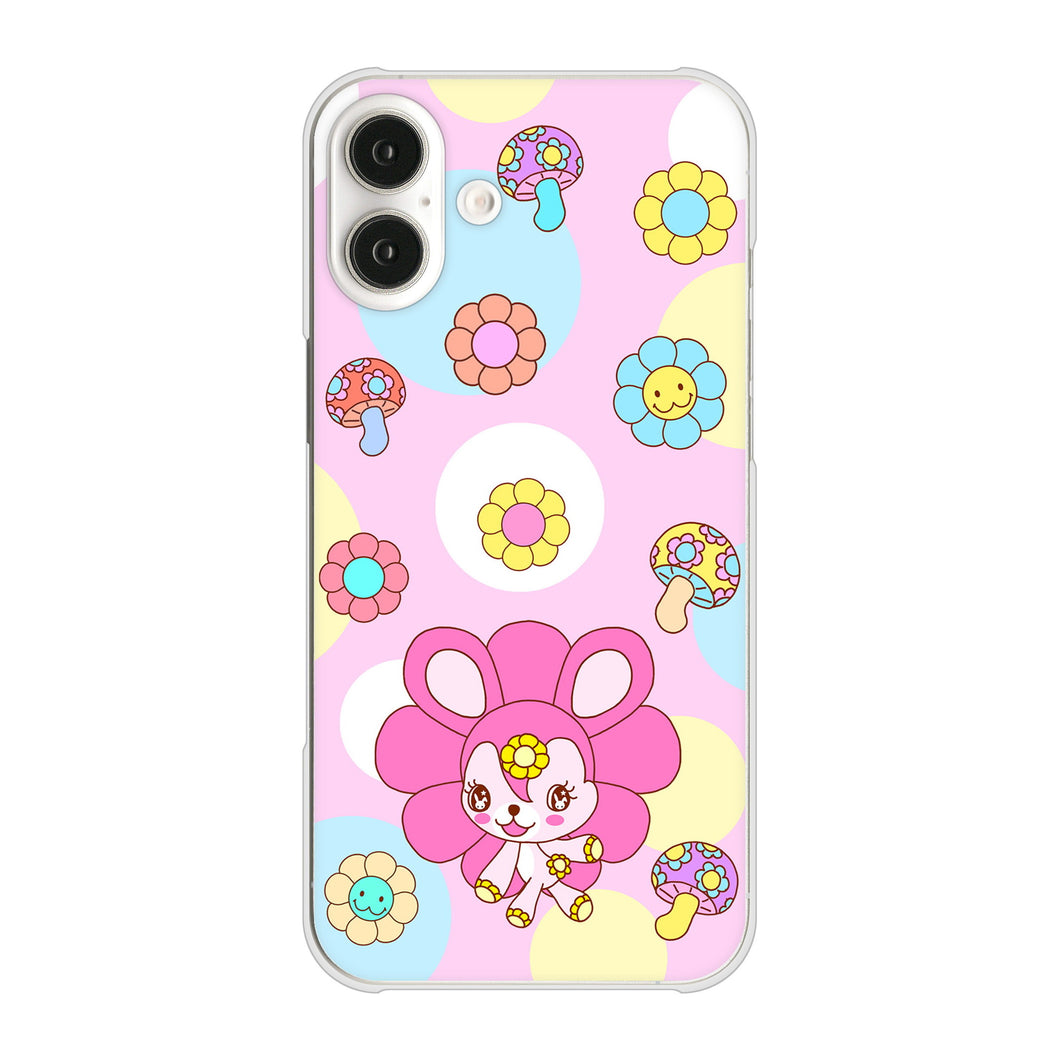 iPhone16 Plus 高画質仕上げ 背面印刷 ハードケースむかいあぐる フラワーうさぎのフラッピョン